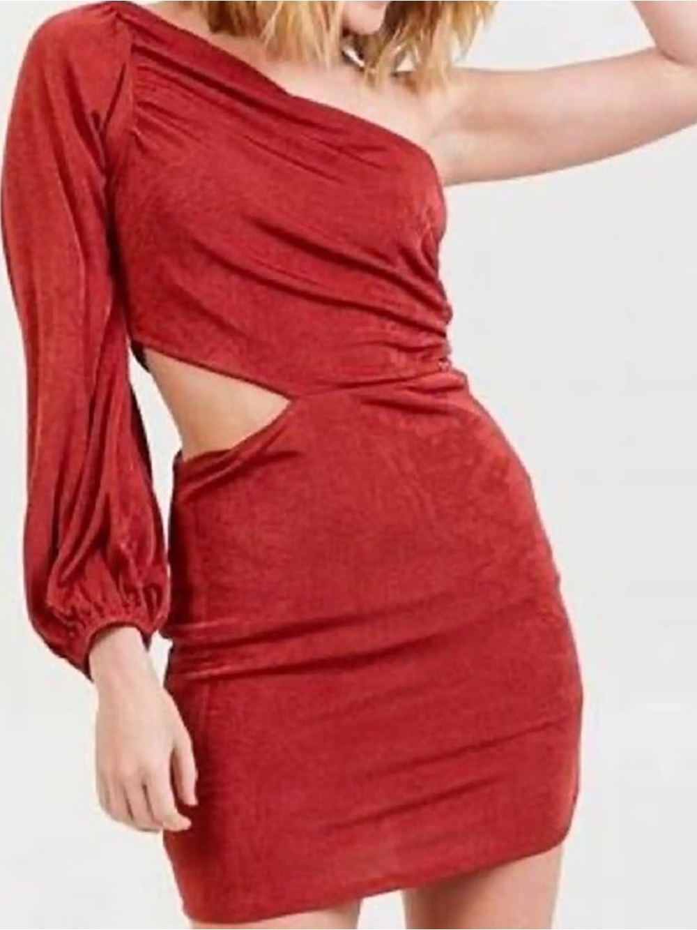 Altar'd State One-Shoulder Magenta Draped Mini Dress